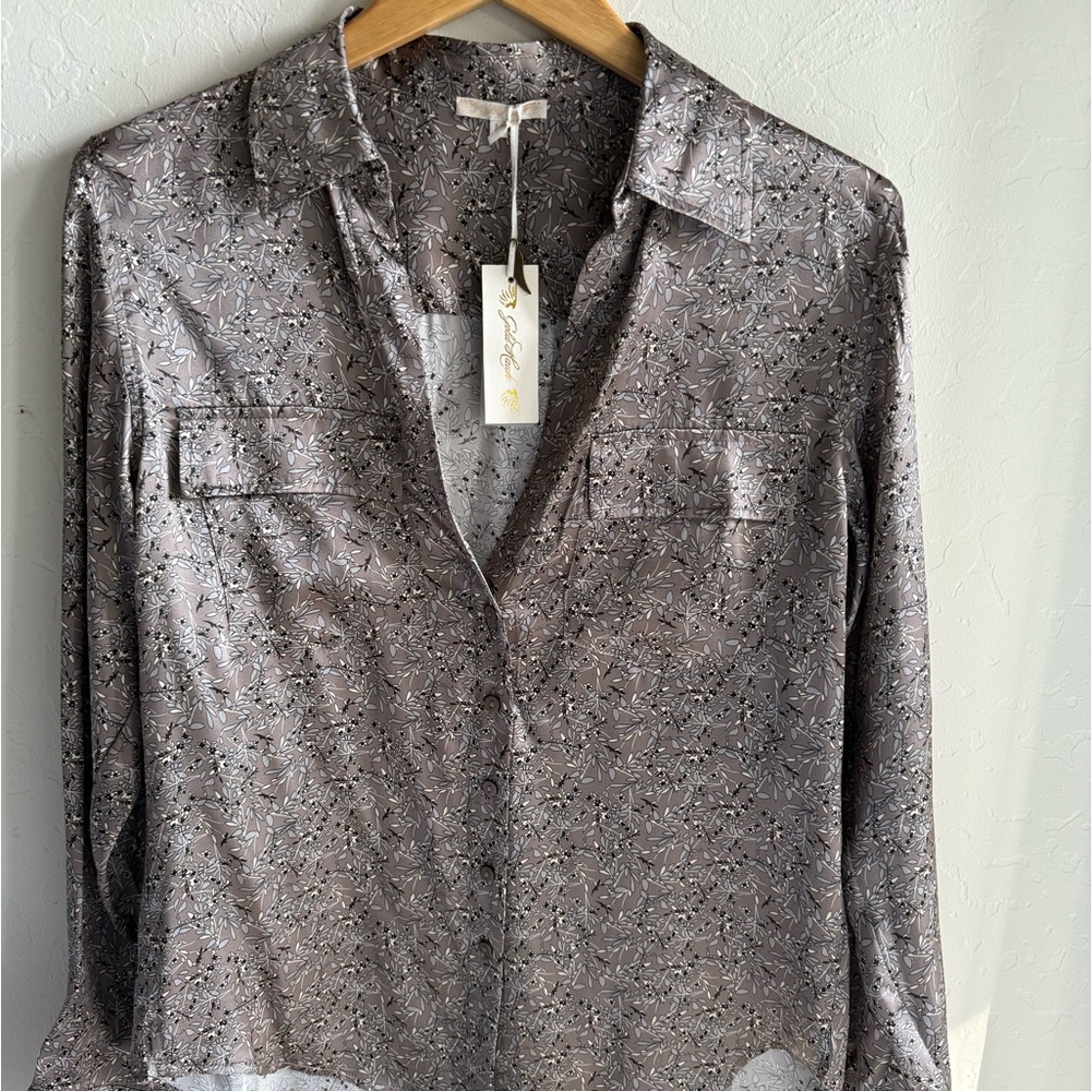 Gold Hawk Long Sleeve Silk Pocket Shirt NWT